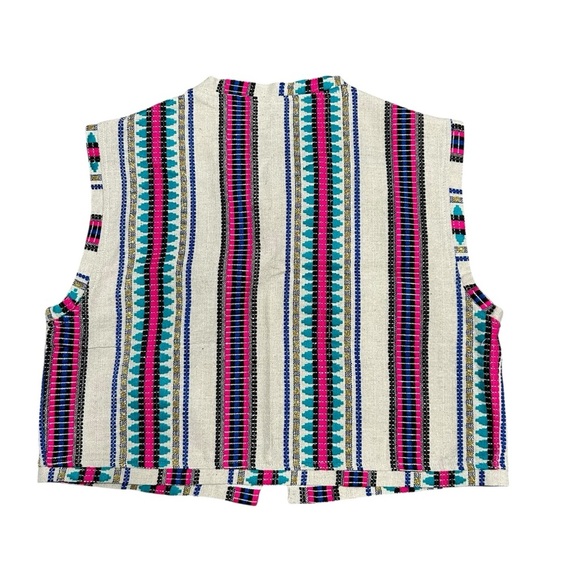 Renata Gasparian woven open front cropped vest one size artsy southwestern Aztec - Picture 4 of 5